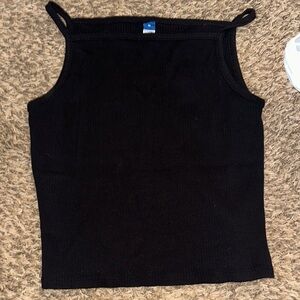 Old Navy Black Ribbed Square Neck Tank - Women